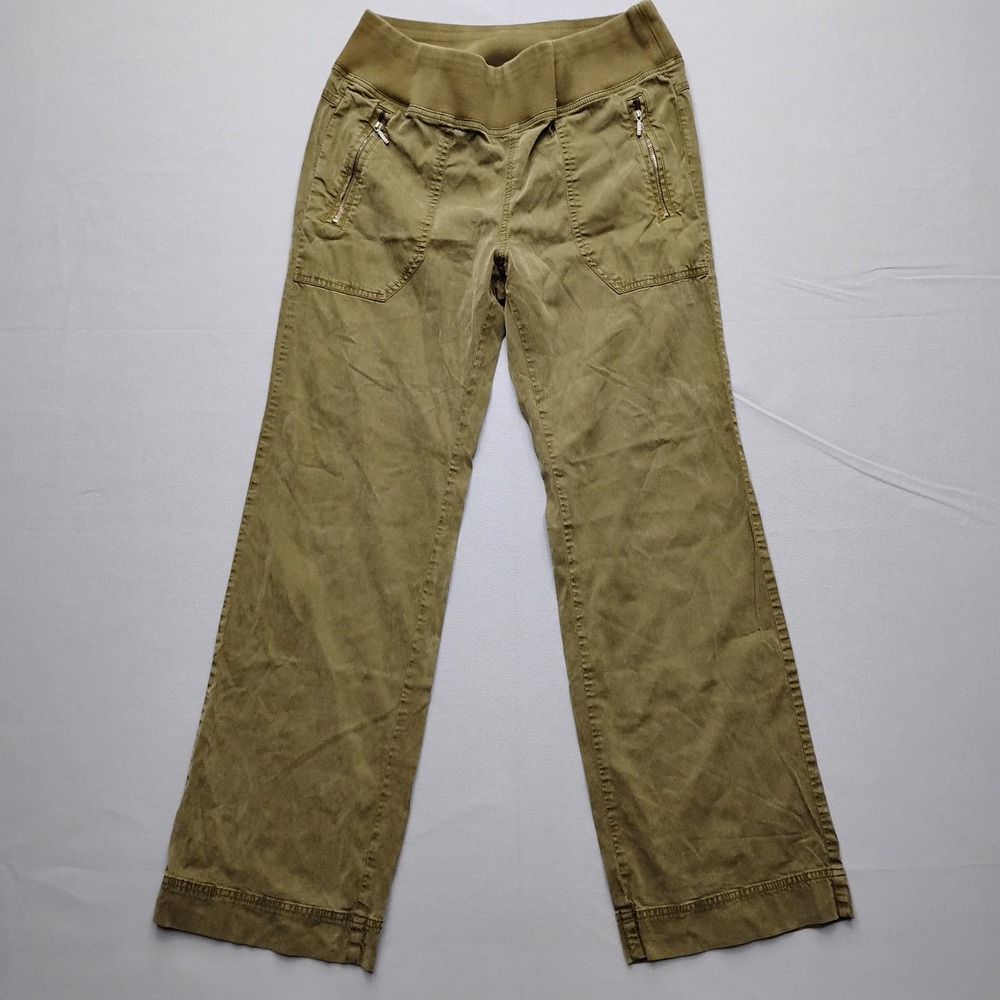 Orvis Womens Olive Green Tencel Blend‎ Wide Leg Pull On Utility Pants Size 8